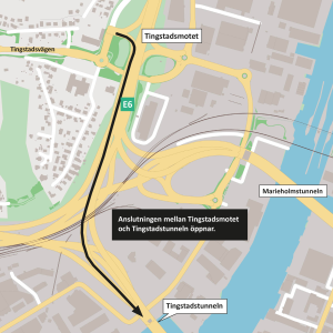 Anslutningen mellan Tingstadsmotet och Tingstadstunnlen öppnar